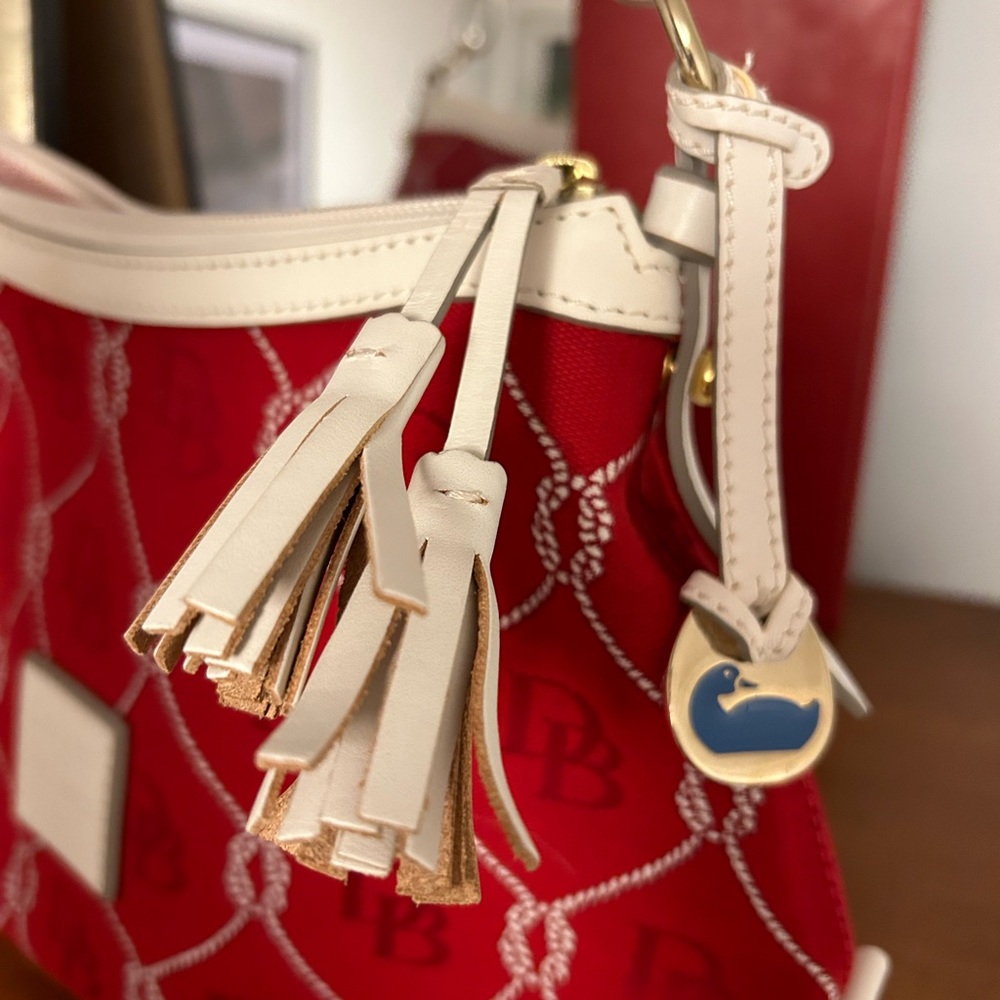 Dooney & Bourke Red Logo Canvas Shoulder Bag - Picture 7 of 10